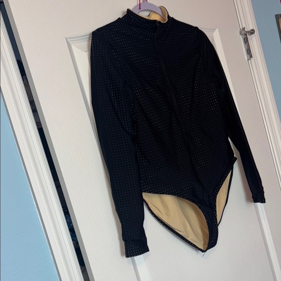 Fabletics Black and Tan One Piece Swimsuit with Zip Front - Picture 6 of 11